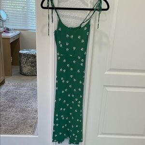 Vintage Reformation Green Floral Midi Dress